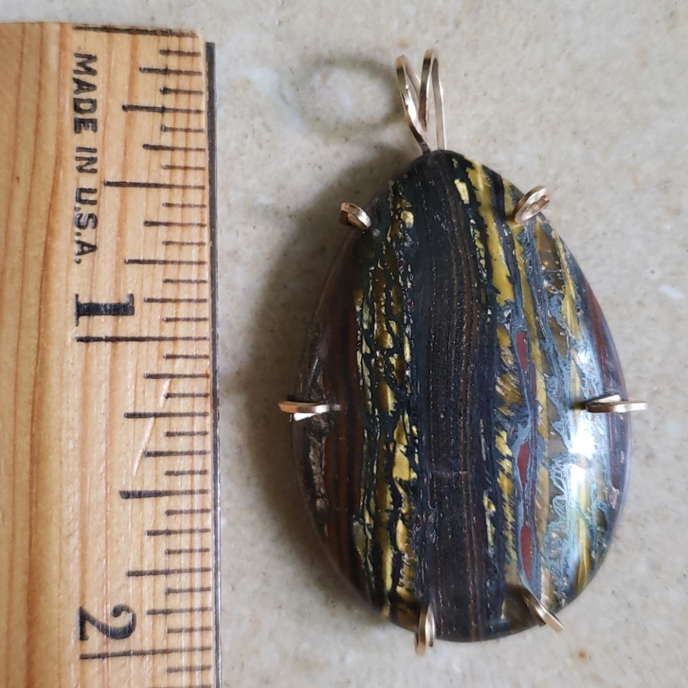 VTG artisan Tiger Eye pendant with gold color set - Picture 6 of 7